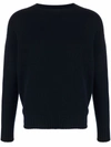 Drumohr Navy Blue Merino Wool Crewneck Sweater
