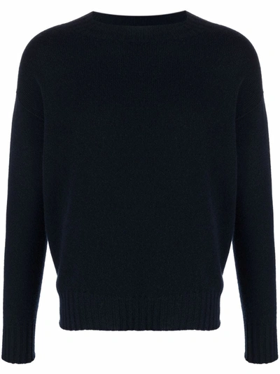 Drumohr Navy Blue Merino Wool Crewneck Sweater