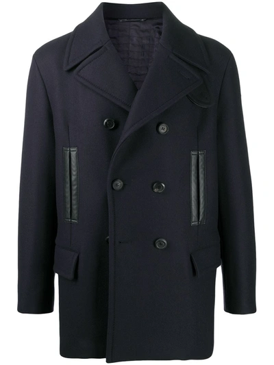 Ferragamo Double-breasted Multi-pocket Coat In Blue