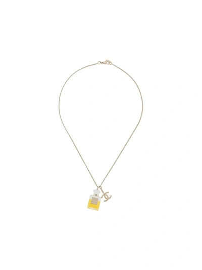 Pre-owned Chanel 2004 Perfume Pendant Necklace In Gold