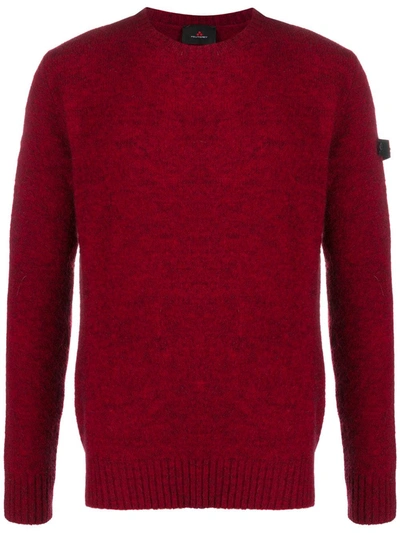 Peuterey Logo Patch Knitted Jumper In Red