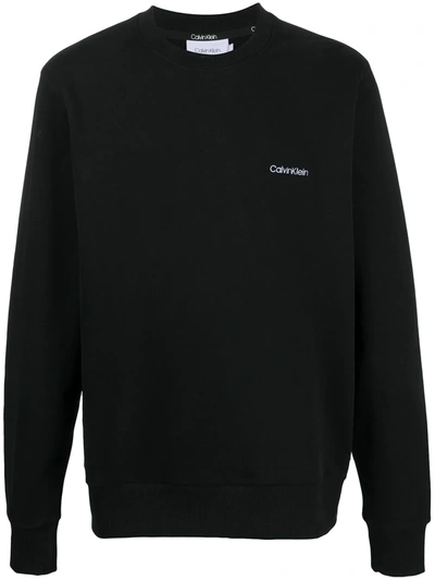Calvin Klein Embroidered Logo Sweatshirt In Black
