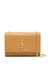 Saint Laurent Kate Small Ysl Monogram Grain De Poudre Crossbody Bag On Chain In Brown