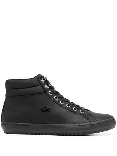 Lacoste Logo-plaque Mid-top Trainers In Black