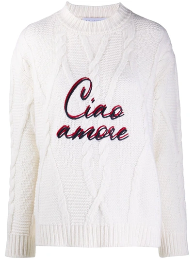 Giada Benincasa Ciao Amore Cable-knit Jumper In White