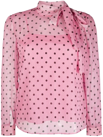 Red Valentino Polka-dot Print Blouse In Pink