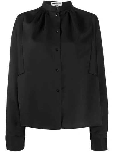 Jil Sander Sunday Mandarin-collar Loose Shirt In Black