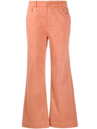 Ulla Johnson Theo Flared Wide-leg Jeans In Pink