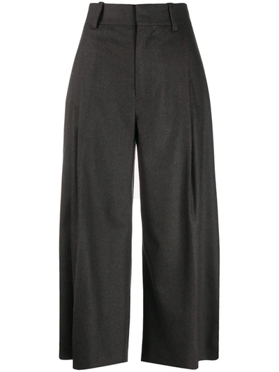 Chloé Cropped Wide-leg Trousers In Brown