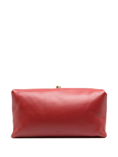 Jil Sander Padded Design Clutch Bag In Red