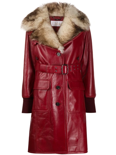 Chloé Fur Lined Leather Coat In Red