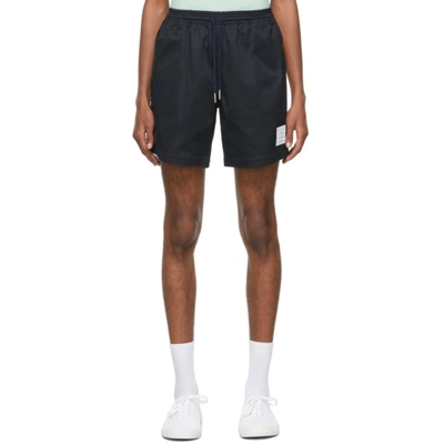 Thom Browne Navy Drawcord Rugby Shorts In Blue