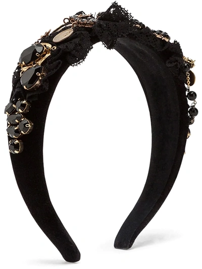 Dolce & Gabbana Embellished Headband In Black