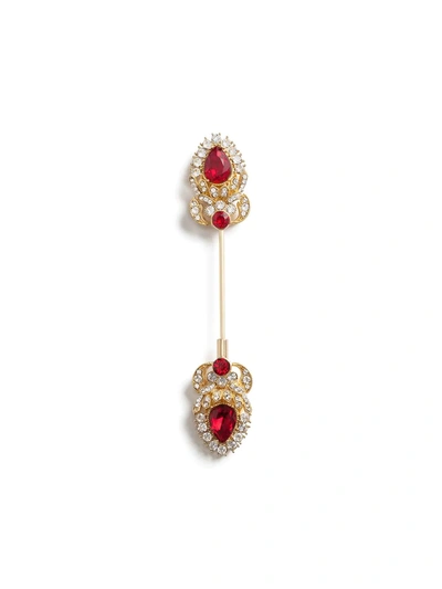 Dolce & Gabbana Crystal Pin Brooch In Gold