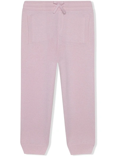 Dolce & Gabbana Kids' Cashmere Jogging Pants With Heritage Embroidery In Pink