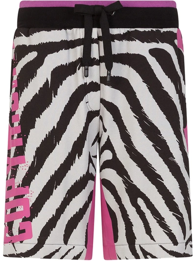 Dolce & Gabbana Zebra-print Track Shorts In White