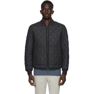 Ermenegildo Zegna Grey Wool Quilted Bomber