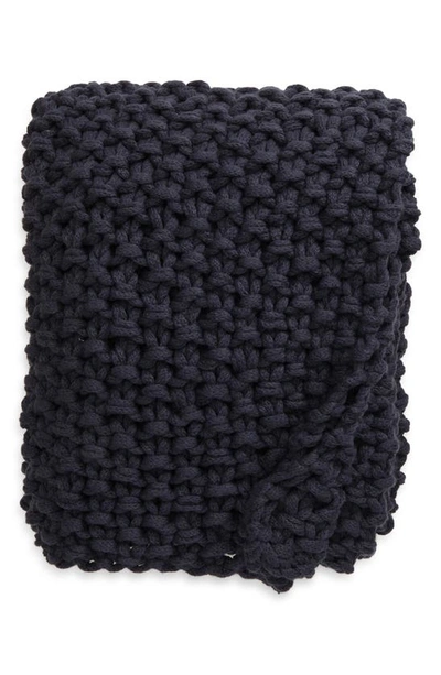 Nordstrom Seed Stitch Jersey Rope Throw Blanket In Navy Blue