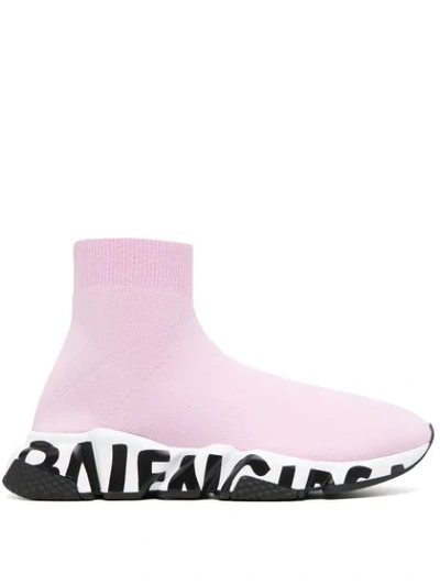 Balenciaga Speed Stretch-knit High-top Sock Trainer In Pink