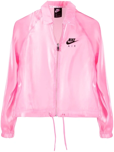 Nike Logo Print Sports Jacket In Pink