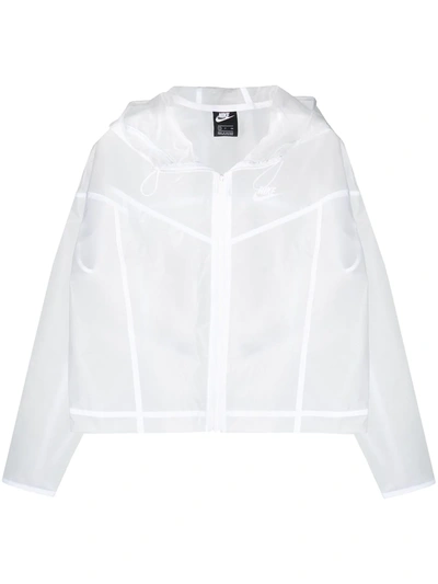 Nike Logo Print Sheer Jacket In White