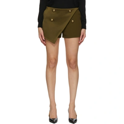 Balmain Khaki Four-button Shorts In 7kh Kaki