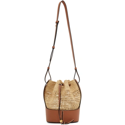 Loewe Balloon Drawstring-fastening Bucket Bag In Beige,brown