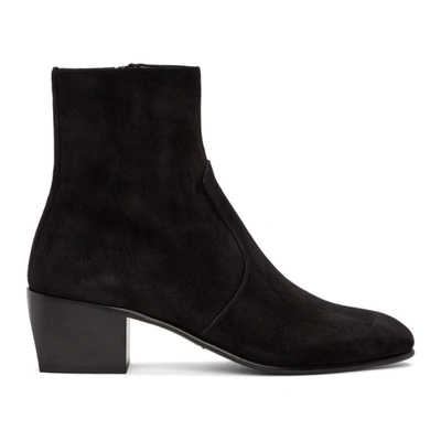 Saint Laurent Black Suede James Boots In 1000 Black