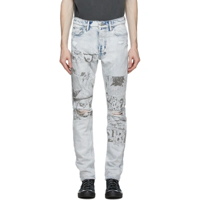 Ksubi Chitch Printed Distressed Slim-leg Jeans In Denim