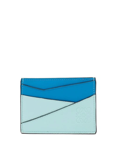 Loewe Puzzle Plain Calfskin Leather Cardholder In Mint/multicolour