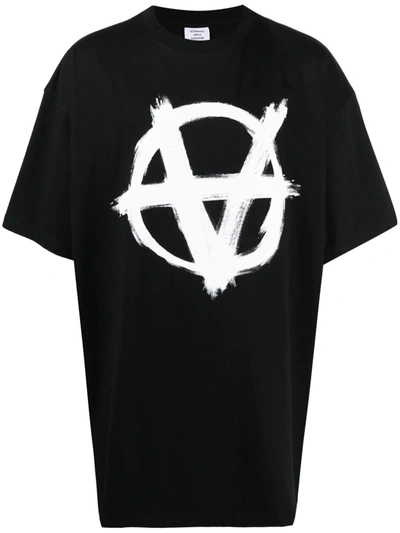 Vetements Anarchy Print Oversized T-shirt In Black