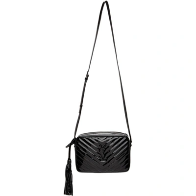 Saint Laurent Lou Matelassé Patent Leather Camera Crossbody Bag In Black