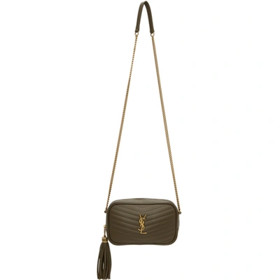 Saint Laurent Khaki Mini Lou Chain Bag In 3221 Seawea