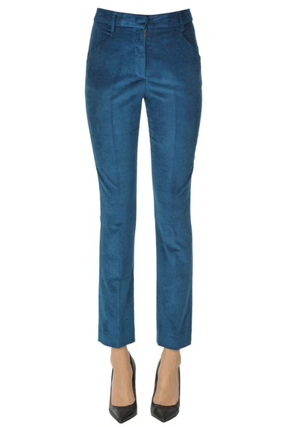 True Royal Velvet Chino Slim Trousers In Blue