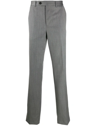 Brunello Cucinelli Herringbone Cotton Trousers In Grey
