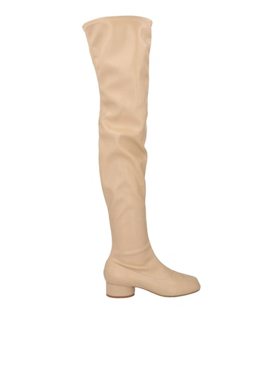 Maison Margiela Tabi Over-the-knee Boots In Beige