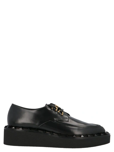 Valentino Garavani Women's Black Leather Lace-up Shoes