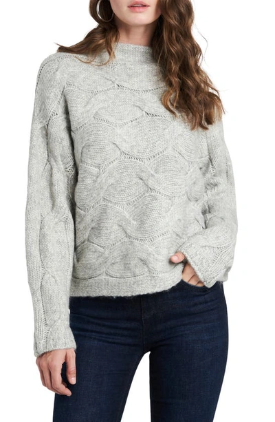 1.state Kit Cable Knit Sweater In Silver Heather