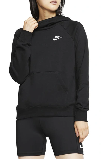 Nike Essential Knit Hoodie In Black/ White