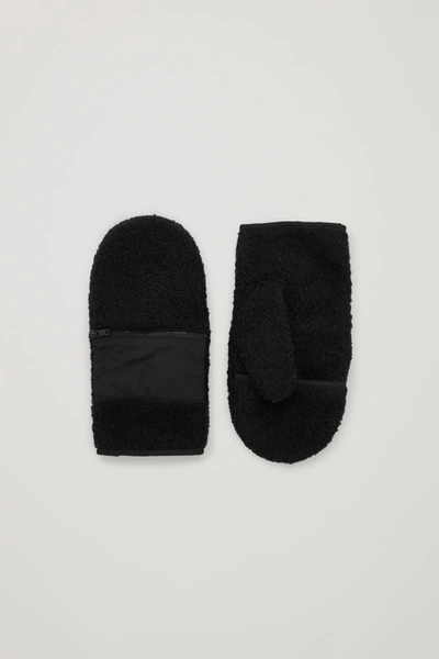 Cos Teddy Gloves In Black