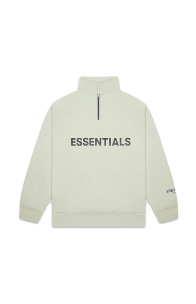 Pre-owned Fear Of God  Essentials Half Zip Pullover Sweater Alfalfa Sage