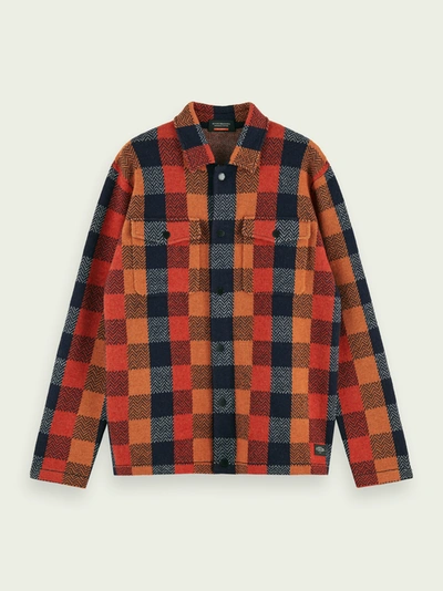 Scotch & Soda Checked Worker Shirt-jacket In Red