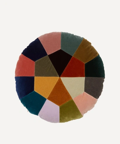Christina Lundsteen Iris Round Velvet Cushion In Multicolour
