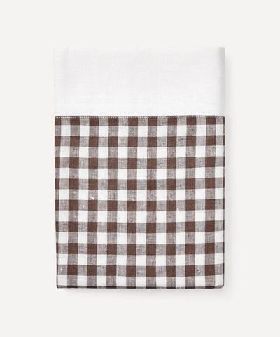 Rebecca Udall Gingham Linen Tablecloth In Brown