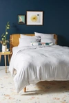 Anthropologie Stitched Linen Duvet Cover In Grey