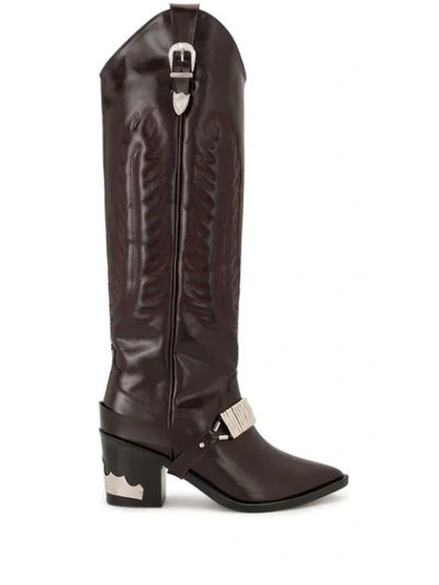 Toga Over-the-knee Cowboy Boots In Red