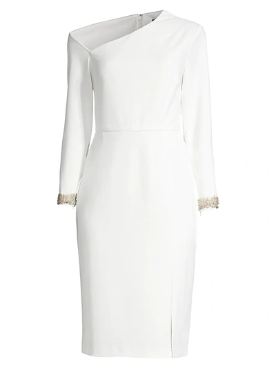 Aidan Mattox Asymmetric Embellished Dress In Ivory