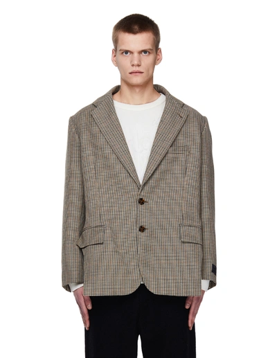 Vetements Oversize Checked Wool Jacket In Brown