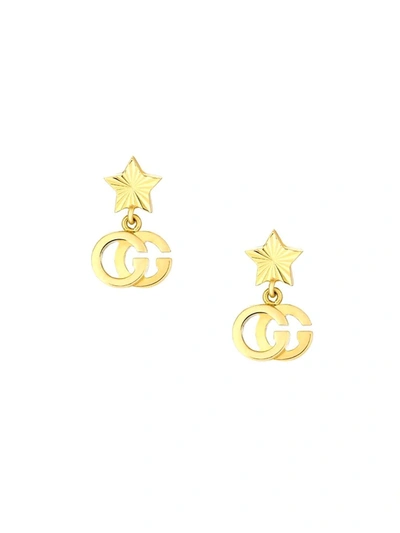 Gucci Gg Running 18k Yellow Gold Star Drop Earrings