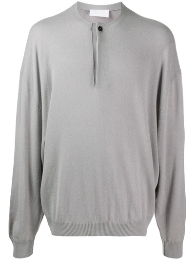 Ermenegildo Zegna Button-neck Oversized Jumper In Neutrals